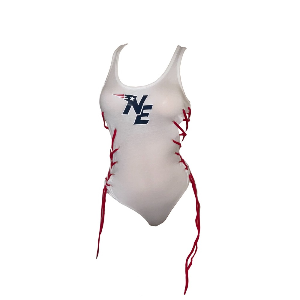 Custom Patriots NE tied-up bodysuit swimsuit